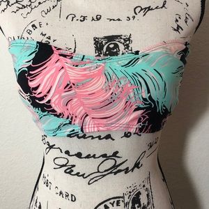 Kate spade tropical pattern strapless bikini top